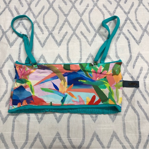 NWOT maaji bikini swim top smocked ruched reversible bandeau - Picture 2 of 6